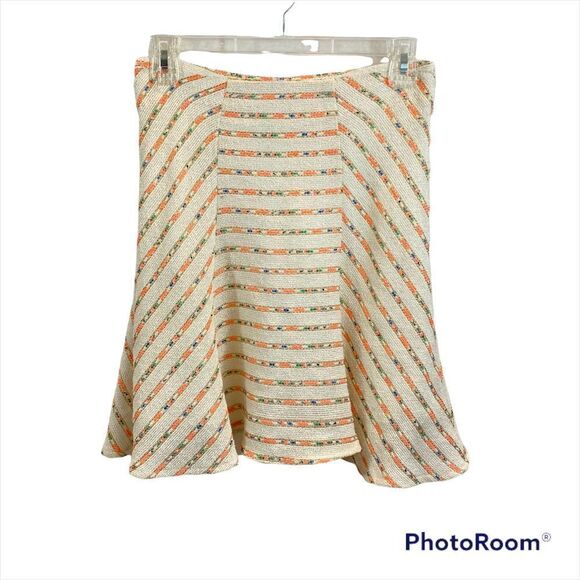 Anthro Mauve Brand Lucaya Tweed Flare Striped Skirt Size 0 - Picture 4 of 14